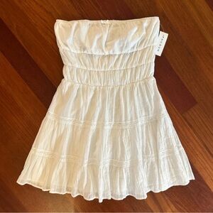 PacSun LA Hearts White Linen Strapless Tiered Mini Dress | Size S